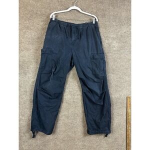 H&M Pants Mens 34x31 M Blue Cargo Drawstring Elastic Waist Relaxed Cotton